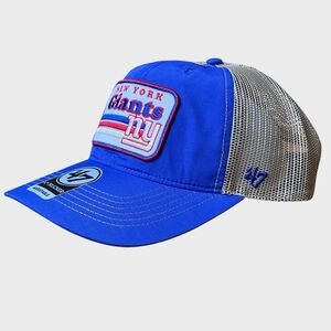 NWT New York Giants '47 Brand Campscape Relaxed Trucker Hat Cap Adjustable Blue